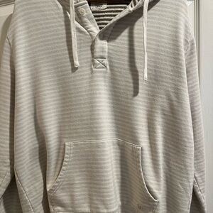 Marine Layer Cream Striped Pullover Hoodie